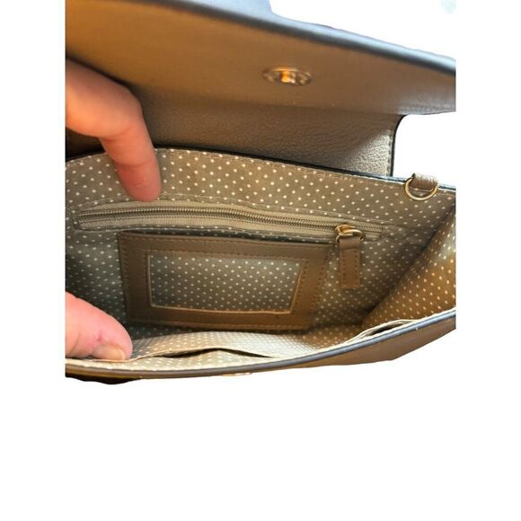 Tan Faux Leather Wristlet Wallet With Polka Dot Interior & Zipper Pocket - Picture 5 of 9